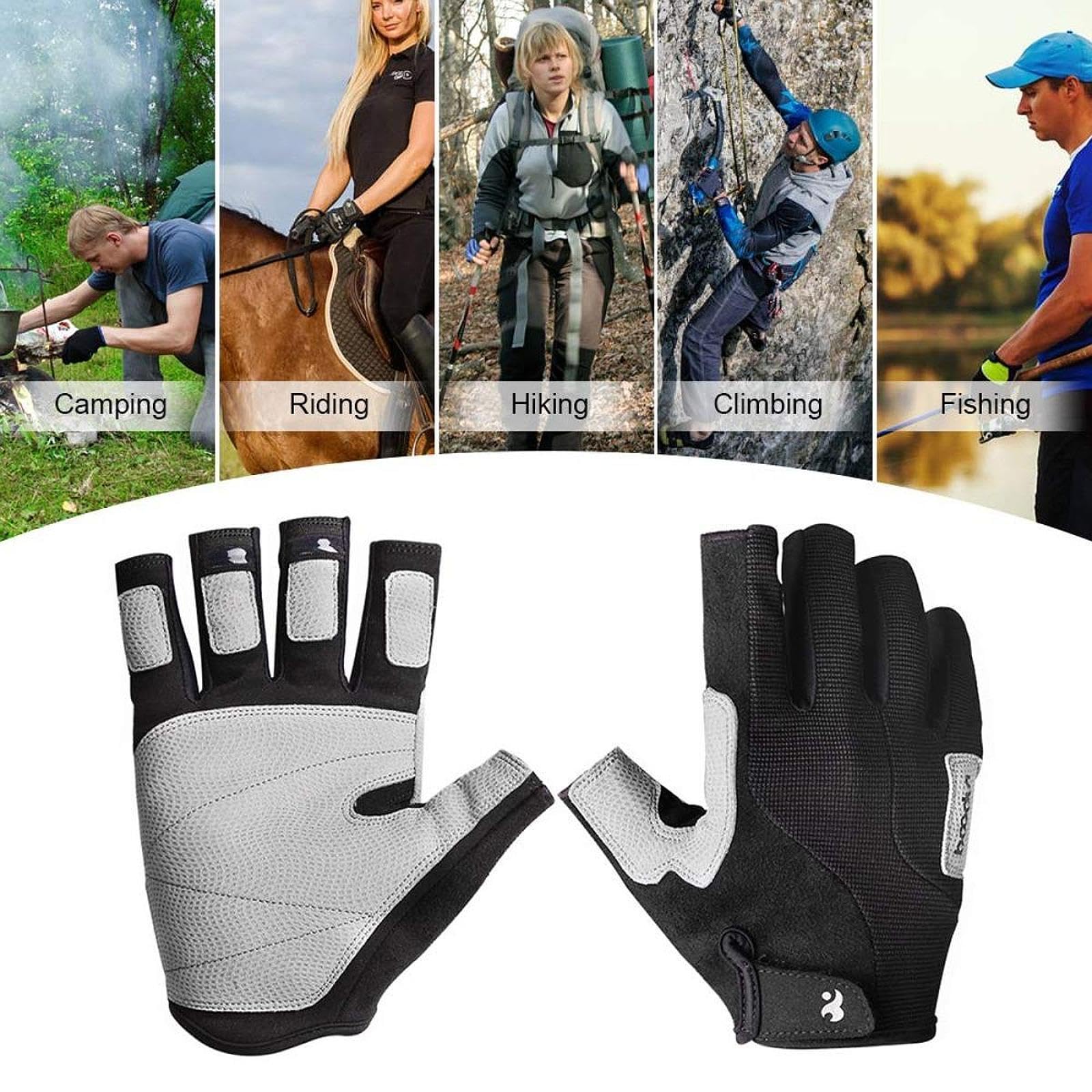 LOVIVER Climbing Guanti Dita Guanti Ciclismo Adulti Guanti Allenamento Uomo Donna Guanti Vela Comodi E Antiscivolo Realizzati in Spandex Adatti per Atti