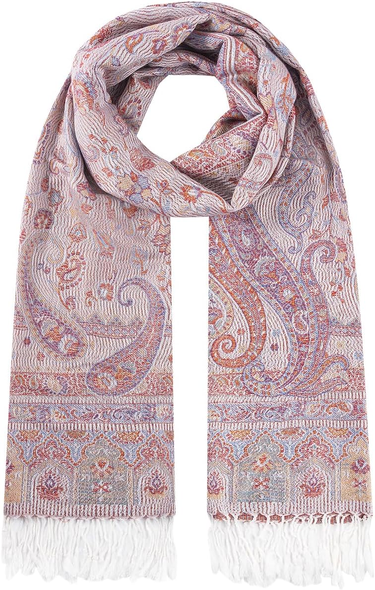 Umjetnost Womens Soft Silky Pashmina Rave Scarf Paisley Pattern Pashmina Shawl Wrap with Fringes
