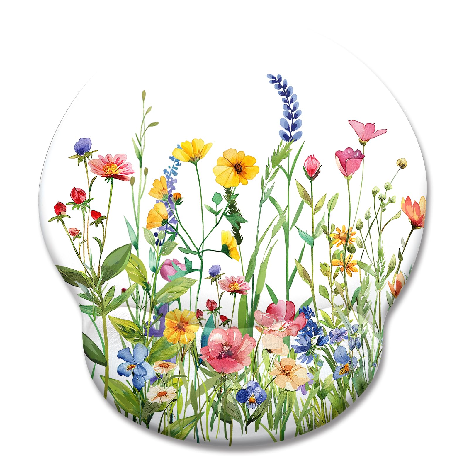 LIMKRIAN Flower Ergonomic Mouse Pad with Wrist Rest, Gaming Computer Mouse Pad Wrist Support with Non-Slip Pain Relief PU Base, Funny Mouse Pads for