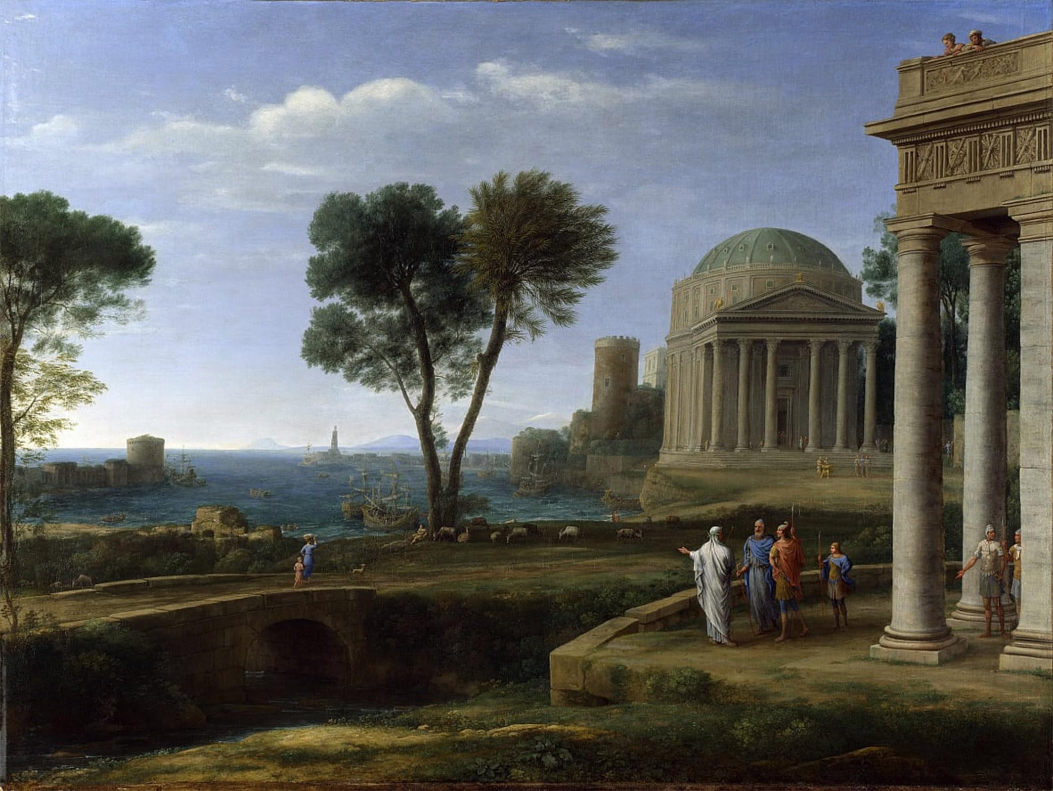 SERENDIPITP Abstract Painting Mural Print Picture Wall Decor Painting Aeneas in Delos by Claude Lorrain Vintage Wall Artwork for Home Decor 60x90cm