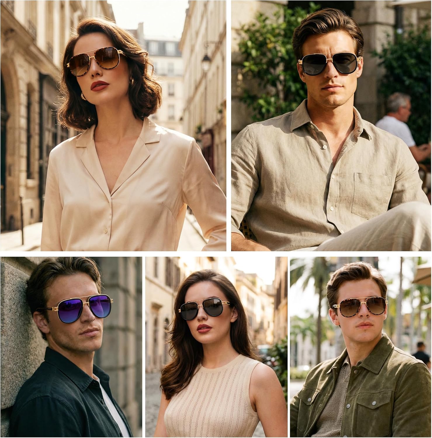 Pro Acme Classic Square Aviator Sunglasses for Men Women - Luxury Metal Double Bridge Frame - Vintage Fashion Driving Shades - Image 2
