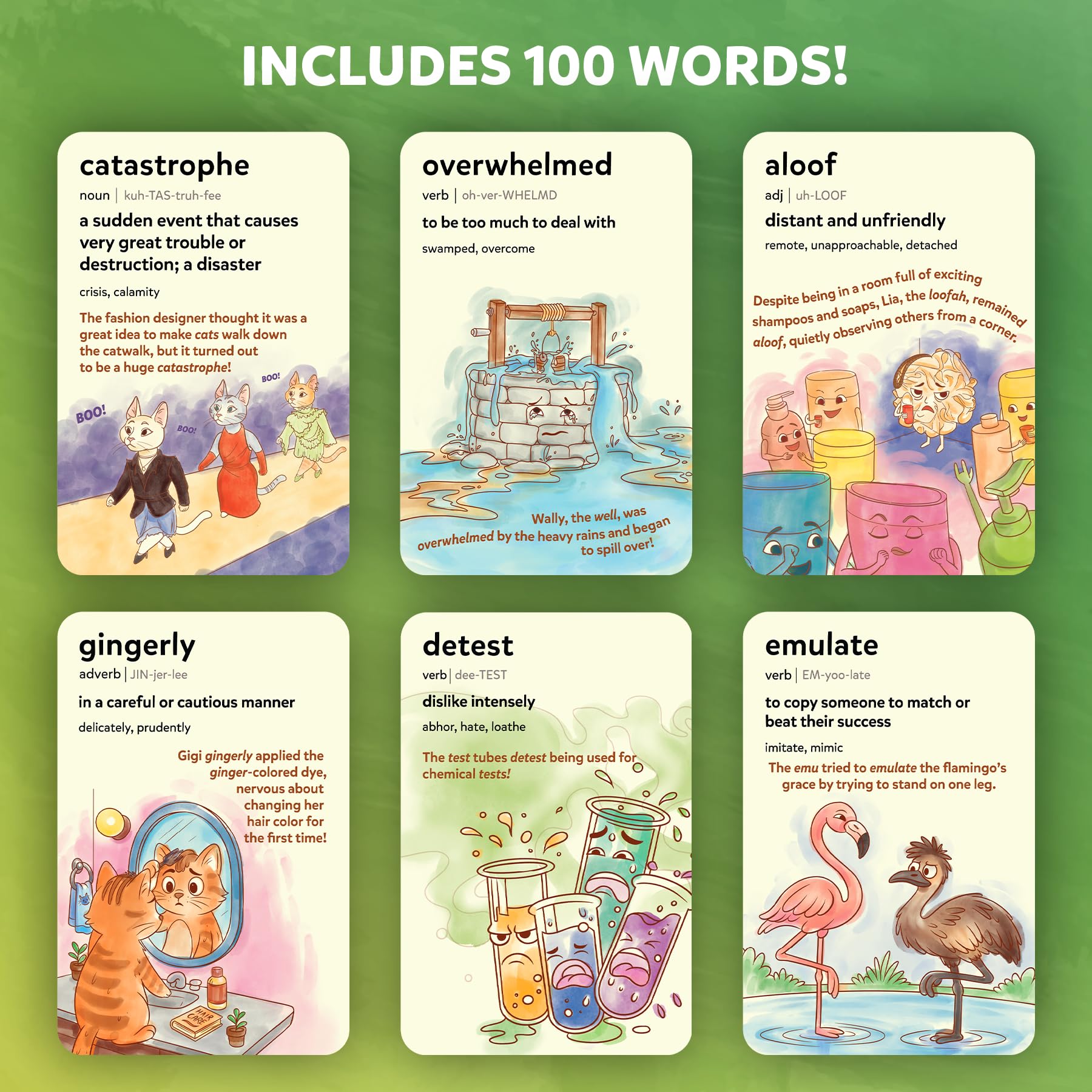 Skillmatics Vocabulary Flash Cards for Kids, Learn 100 Words with Wordplay, Visuals, & Soundplay, Educational Gift for Ages 8 - Image 3
