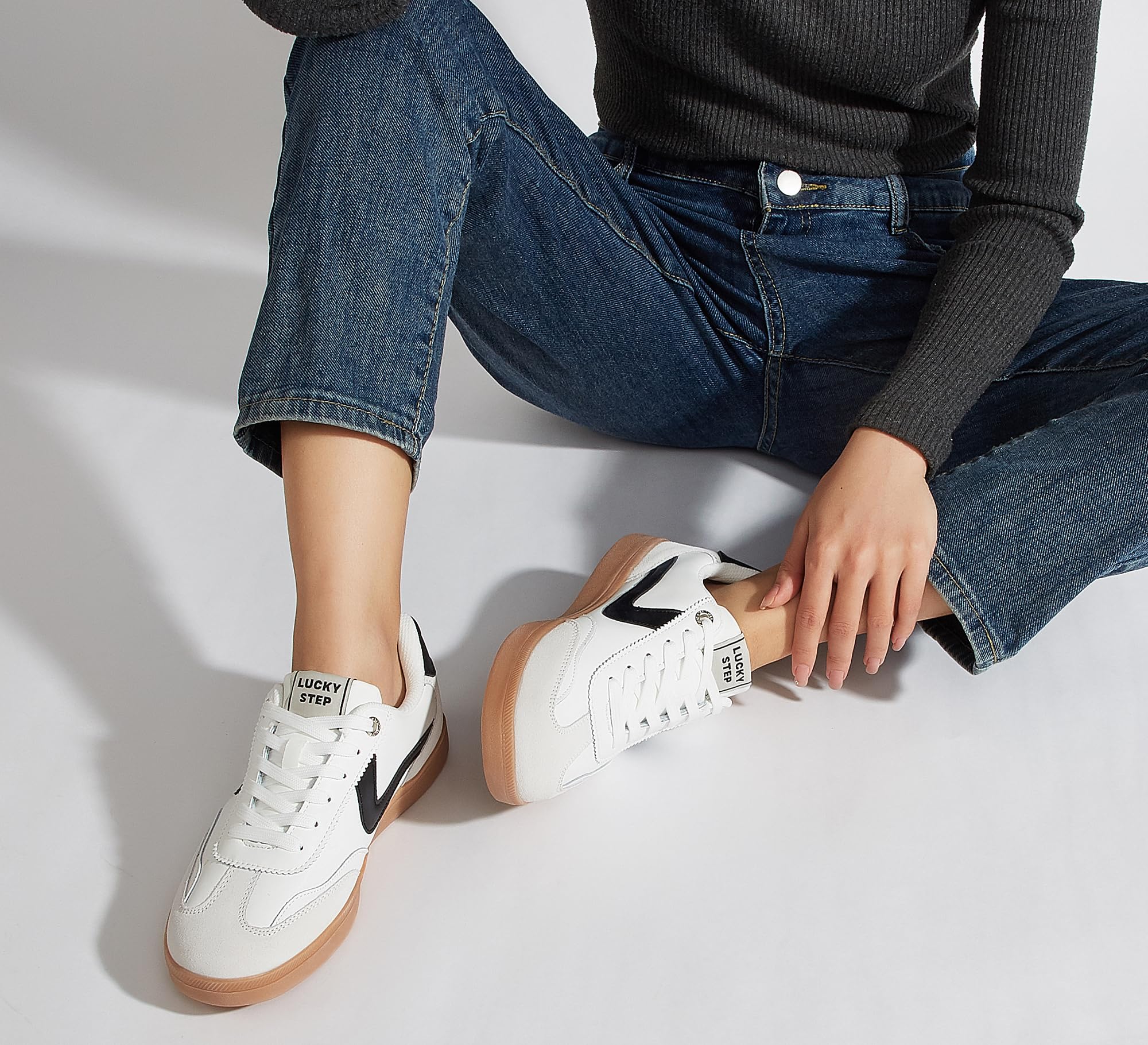 LUCKY STEP Sneakers retrò da Donna - Sneakers alla Moda Classiche, Antiscivolo e comode per Camminare e Pattinare | Scarpe da skate casual | Scarpe da passeggio con lacci antiscivolo
