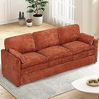 ACMEASE 89" Orange Chenille 3-Seater Sofa with Arm Pillows, High-Density Foam Cushions & Stable Wood Frame for Living Room Comfort