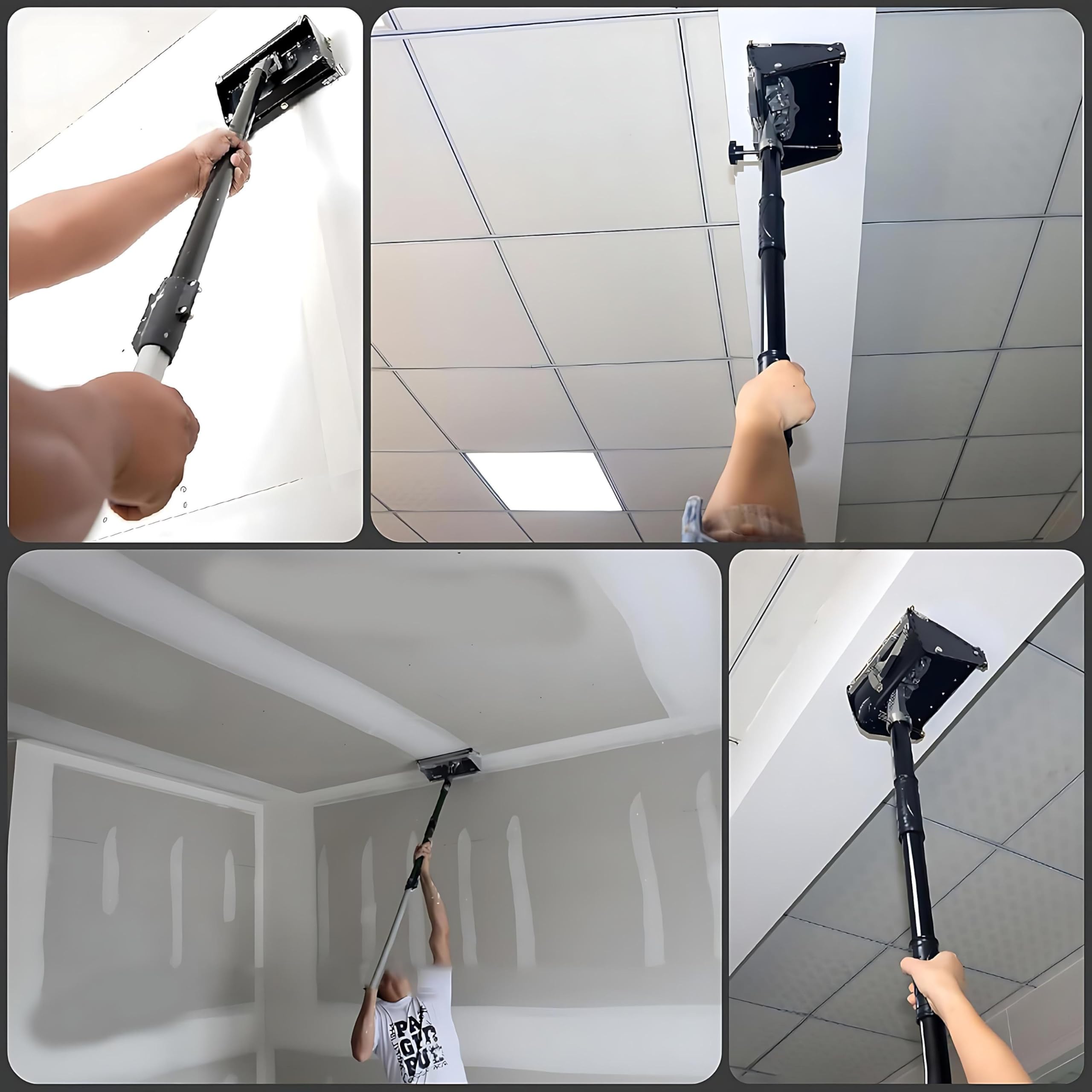 Kit de Herramientas de Acabado: Caja Plana Masilla con Mango Telescópico, Ajuste de Longitud (107-165 cm) para una Distribución Masilla en Placas de Yeso Laminado 8in/22cm