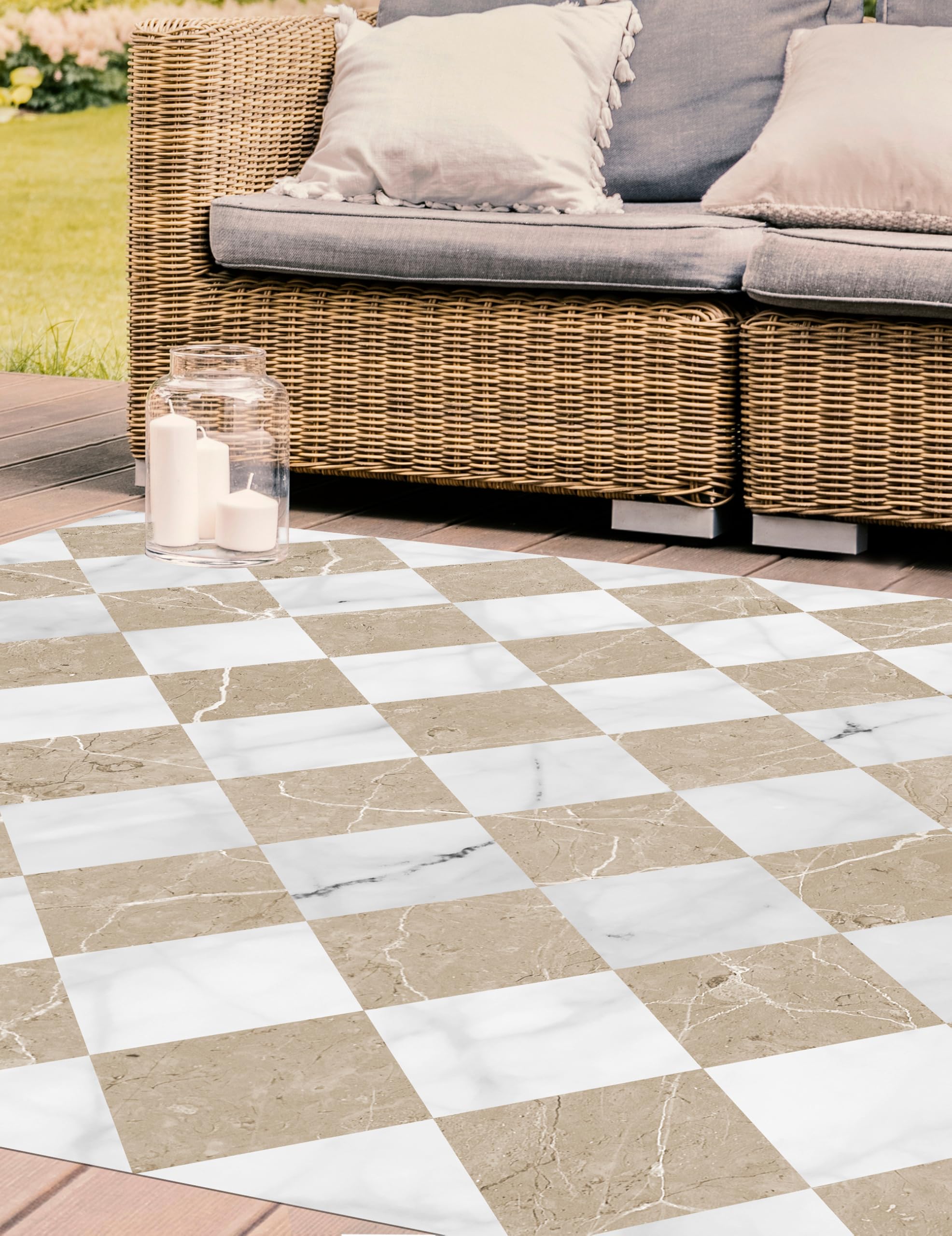 VINILIKO Design | Alfombra Vinílica Hidráulica - Gadir Sepia 100x160 cm - Interior y Exterior, Antideslizante, Lavable - Azulejos Baldosas -Alfombra Vinilo Salón, Terraza