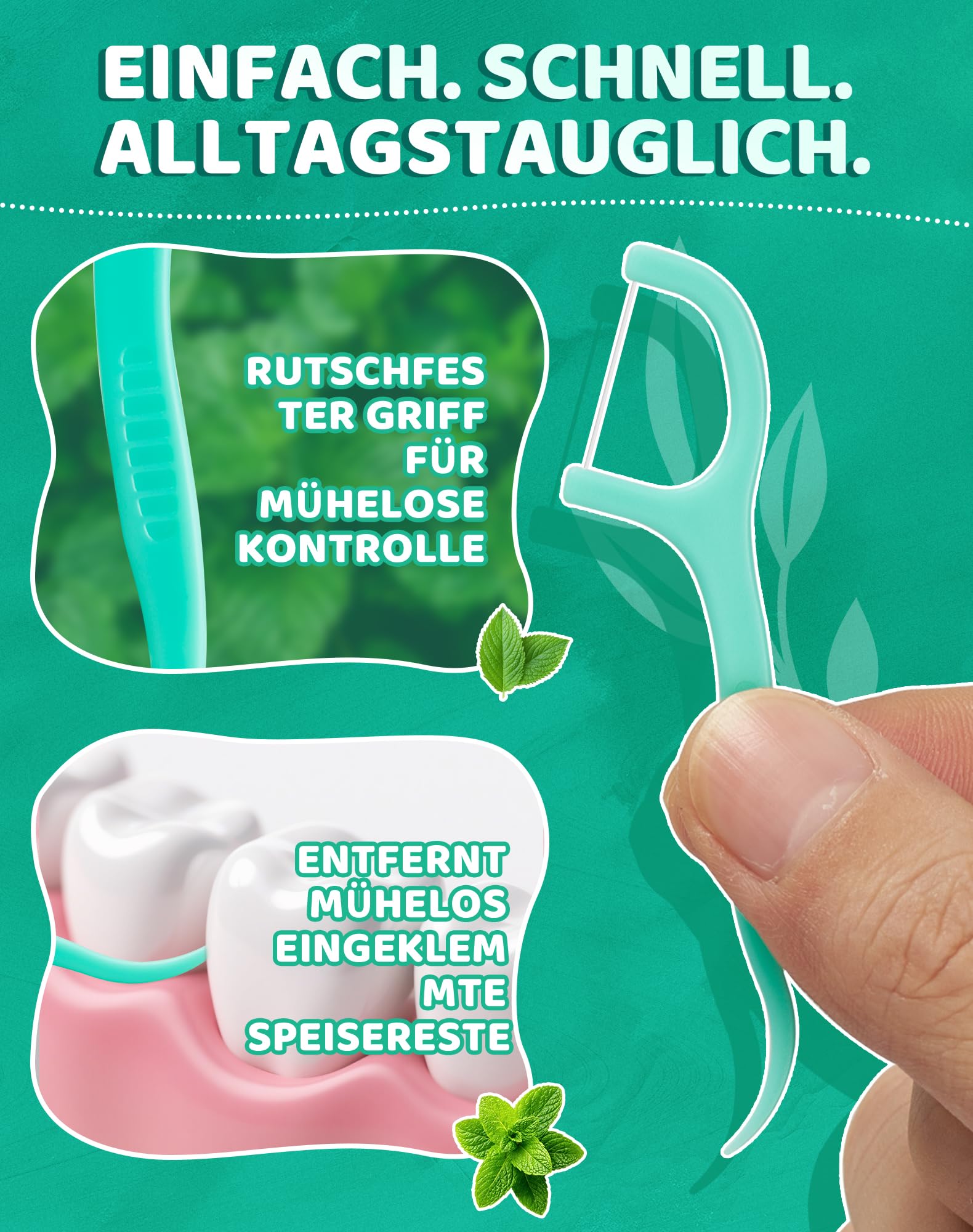 200 szt. nici dentystycznej w sztyfcie, miętowa, nić dentystyczna z wykałaczką, o smaku mięty, odporne na rozerwanie, do czyszczenia szczelin, pałeczki z nicią dentystyczną (4 x 50)