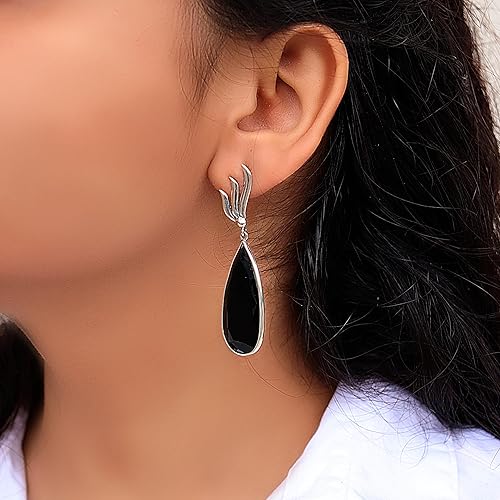Miniatura 2 de Black Onyx Earrings Dangle, Large Dangle Earrings Women Boho, Handmade Jewelry Earrings Sterling Silver, Unique Gifts For Her