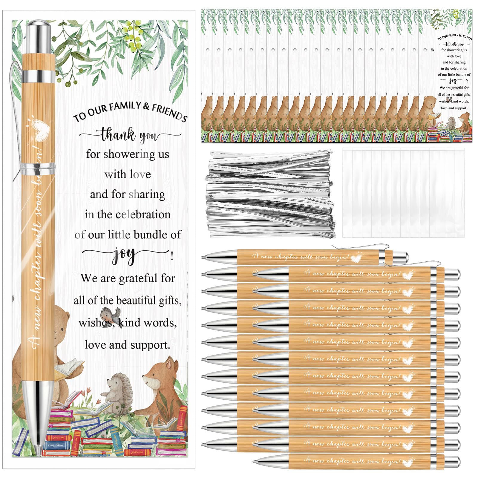 Spakon 50 Sets New Chapter Baby Shower Favor Pens with Thank You Bookmark 50 New Chapter