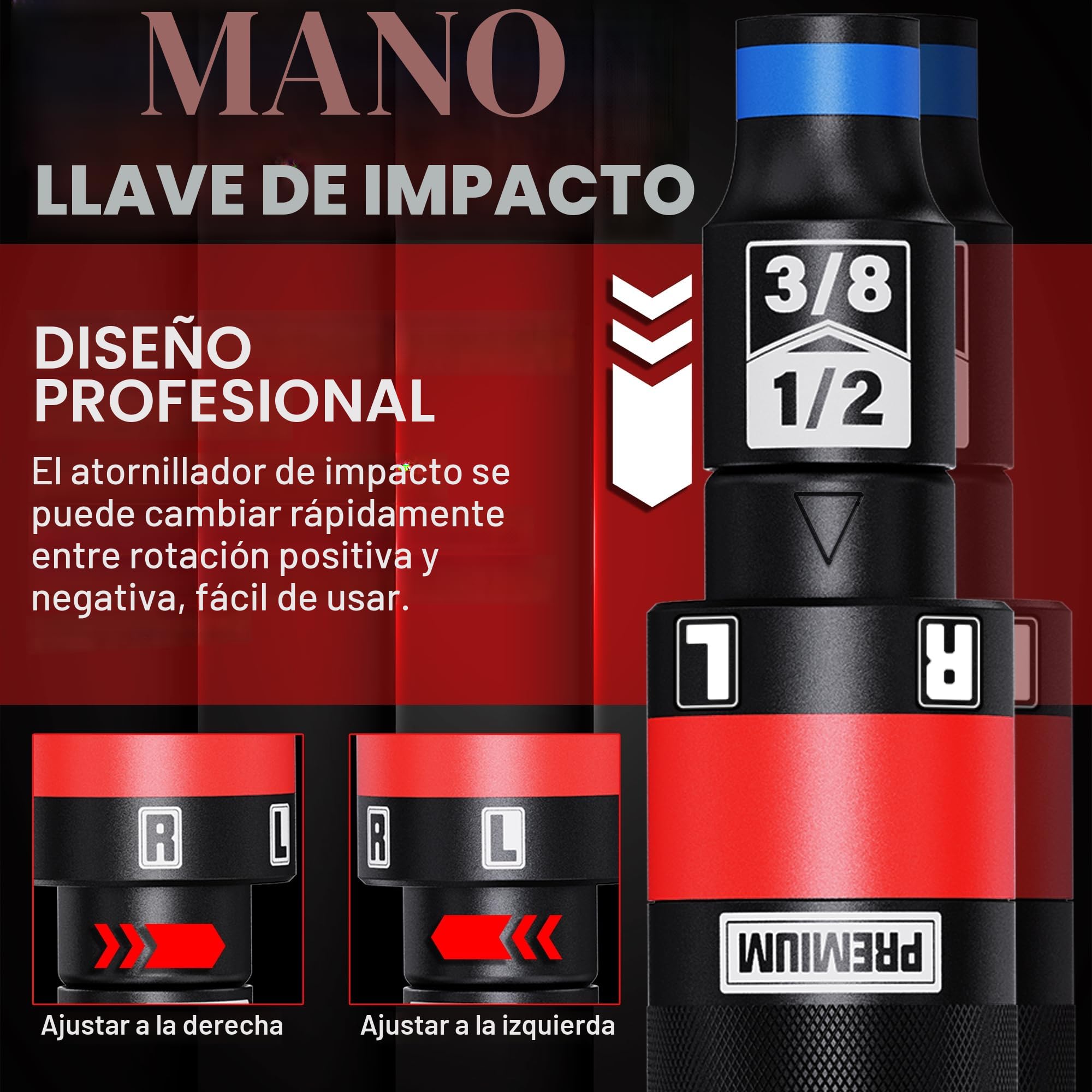 Juego de Destornilladores de Impacto Manual de 1/2 Pulgadas, Herramientas de Reparación, Juego de Desatornillador, Extracción de Tuercas y Tornillos Oxidados, 13 piezas