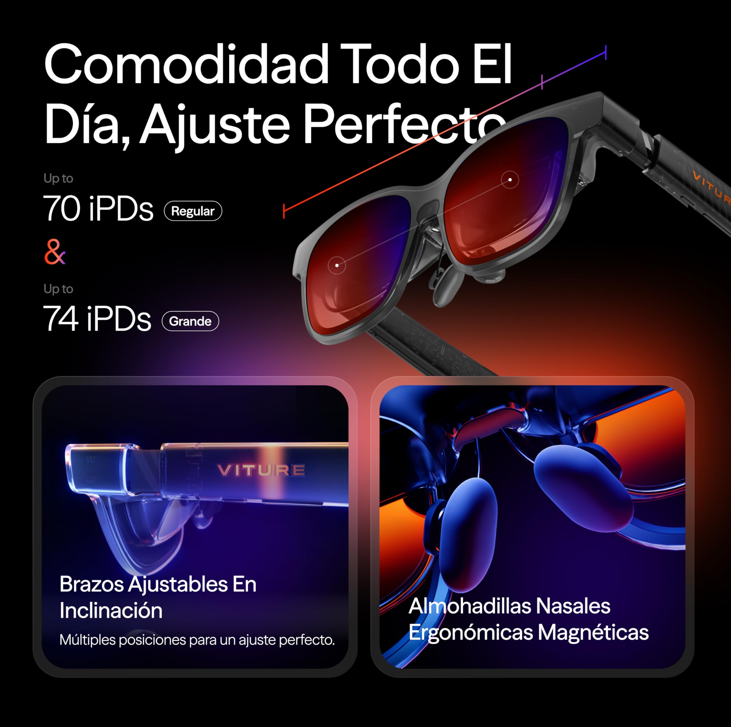 VITURE Luma Pro XR Gafas— Pantalla Ultra Sharp 152” 1200p 120Hz, 52° FOV, Película Electrocrómica, Harman Audio, Ajuste de Brillo, para iPhone 17/16/15, Android, Mac, PC, Steam Deck, Switch 2-Regular