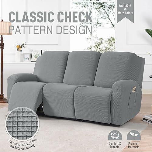 Vista 276 de TAOCOCO Funda para sofá biplaza reclinable, 6 piezas, fundas de sofá reclinable dobles para sofá biplaza reclinable doble de 2 asientos, protector