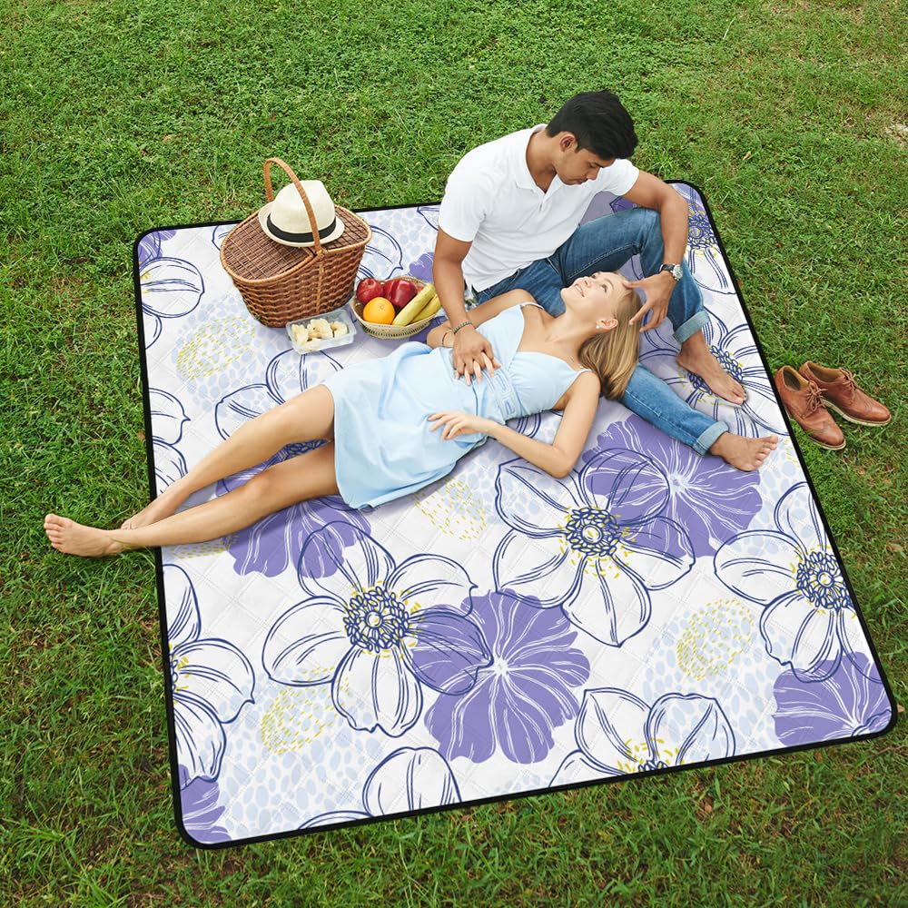 Bseical Coperta da Picnic Lavabile - 200 x 200cm Coperta da Spiaggia Impermeabile Senza Sabbia XXL Coperta da Campeggio, Stuoia da Spiaggia Isolata con Maniglia di Trasporto per 4-6 Persone
