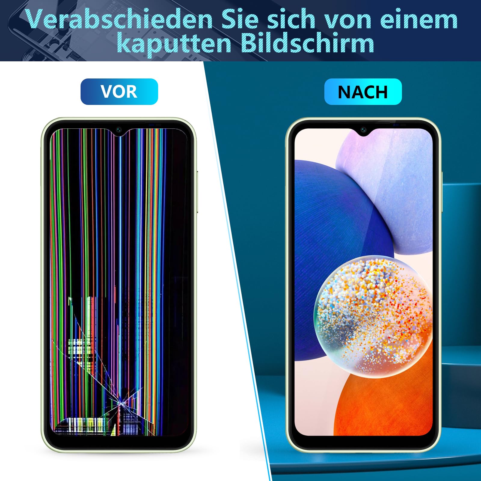 RongZy LCD Display für Samsung Galaxy A14 5G A146U A146P Touchscreen und LCD Bildschirmersatz mit Reparatur Werkzeuge Kit(Schwarz mit Rahmen)