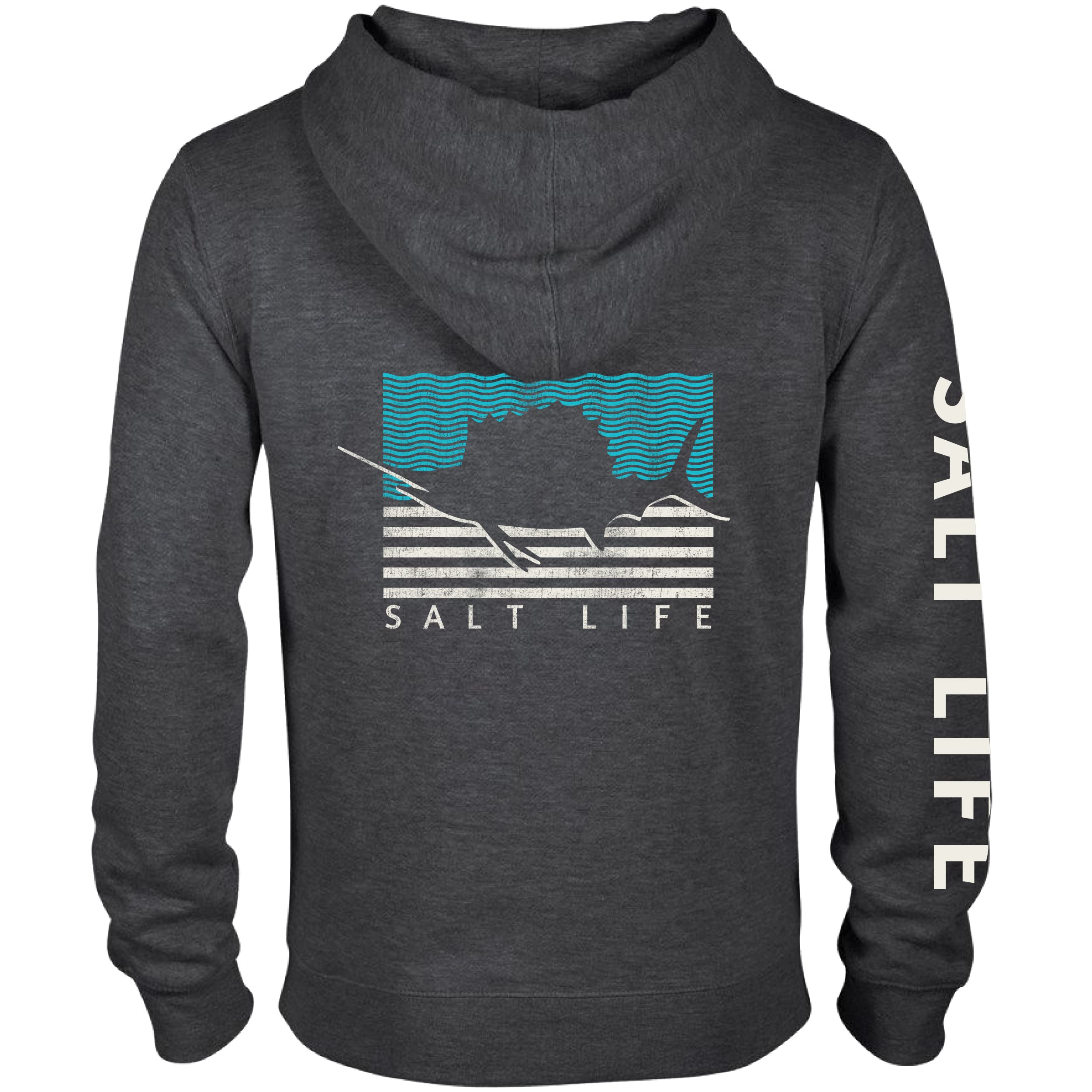 SALT LIFE mens Sailfish Stamp Long Sleeve, Classic Fit Hoodie Hooded Sweatshirt
