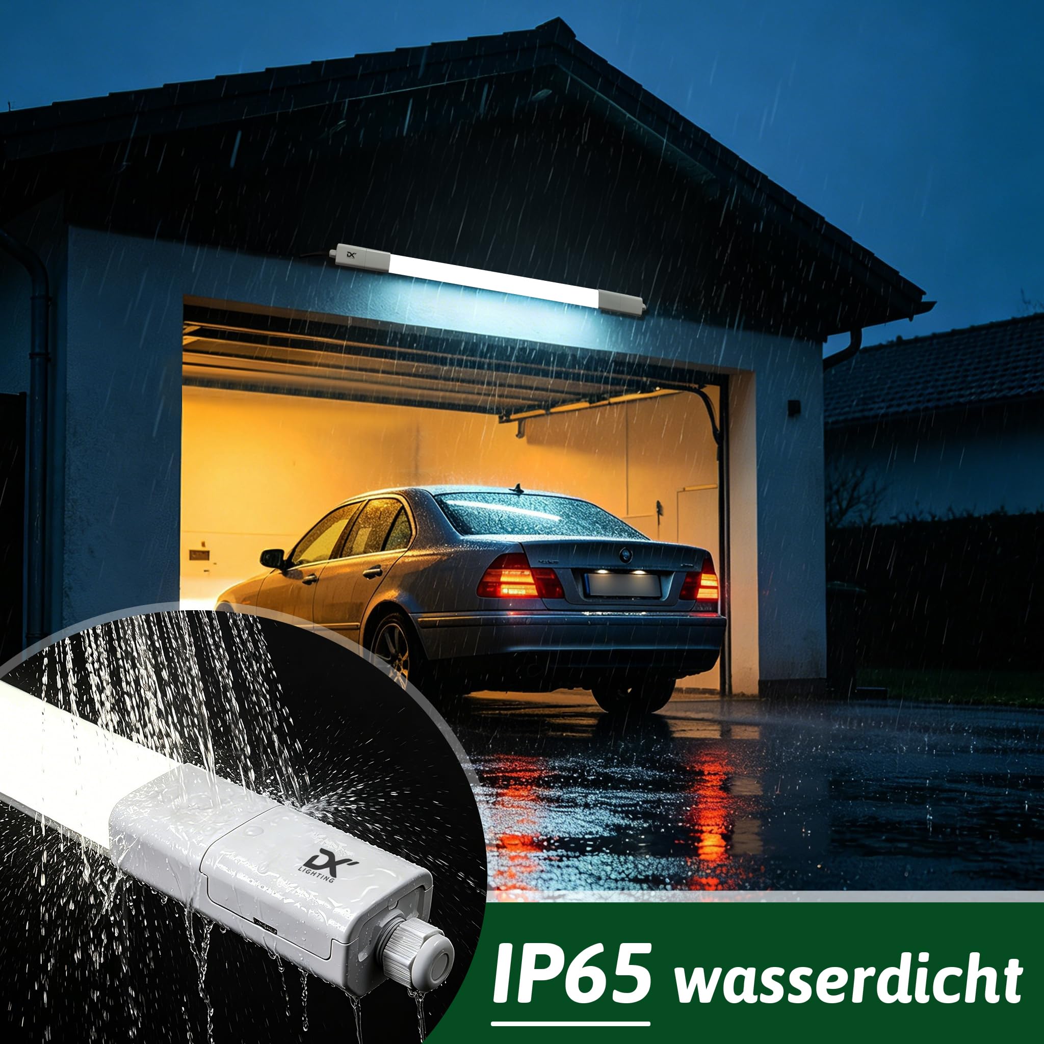 2 Stück LED Feuchtraumleuchte 115CM, Verknüpfbar LED Feuchtraumlampe [36W, 4100LM, 4000K Neutralweiß] IP65 Wasserfest Wannenleuchte Deckenleuchte Röhre für Feuchtraum Garage Keller