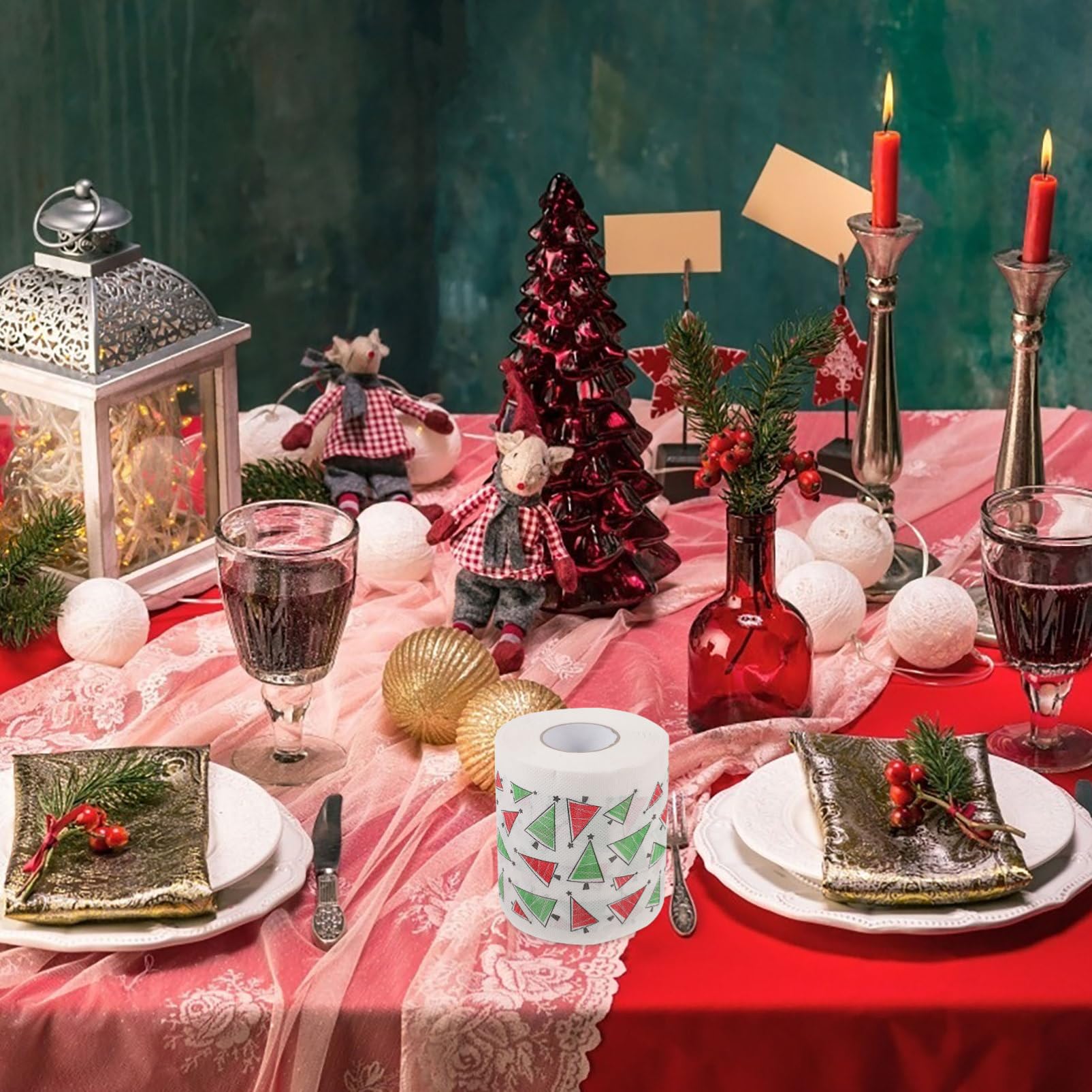 BESPORTBLE 5 Rollos Servilletas De Papel para Cena Servilletas Navideñas Decoración De Fiesta Uso Diario
