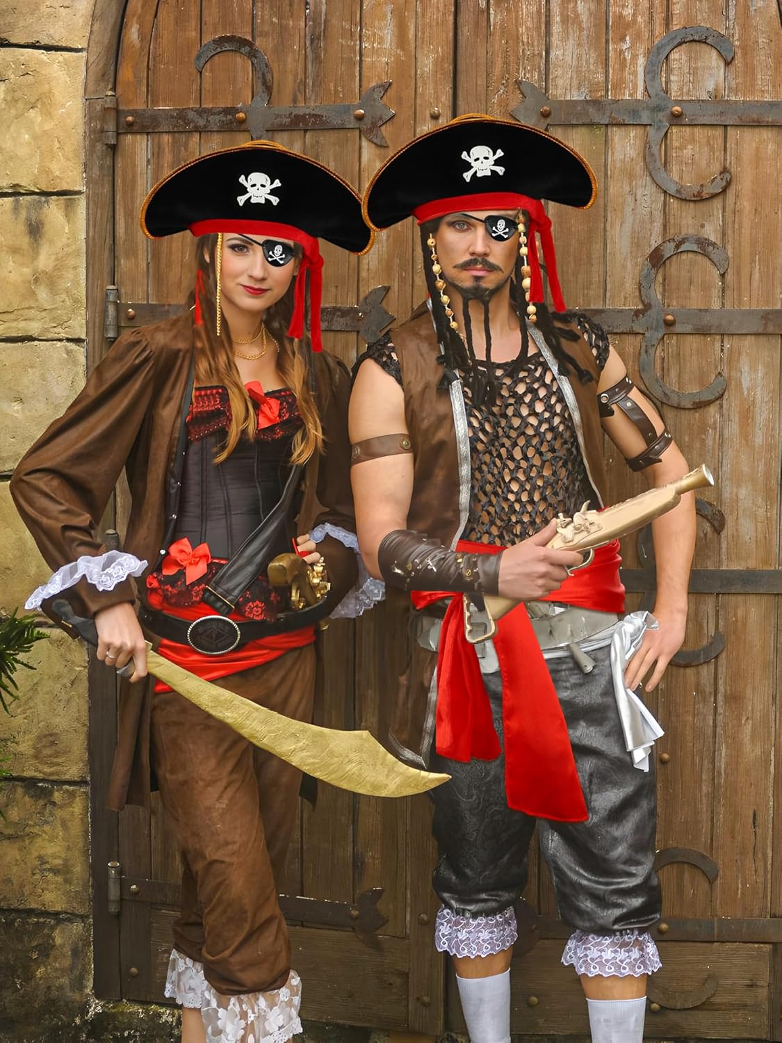 3 PCS Pirate Costume Accessories Set Pirates Eye Patch Sash Belt Skull Print Captain Hat Pirate Role Play Accessories for Men Women Halloween Pirates Cosplay Party Supplies - Image 6