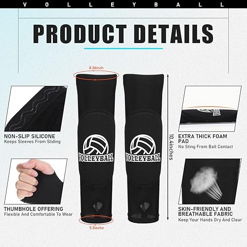 Miniatura 2 de Syhood 8 rodilleras de voleibol, mangas para brazos, banda de sudor y bolsa con cordón, accesorios de voleibol, equipo de alta protección para