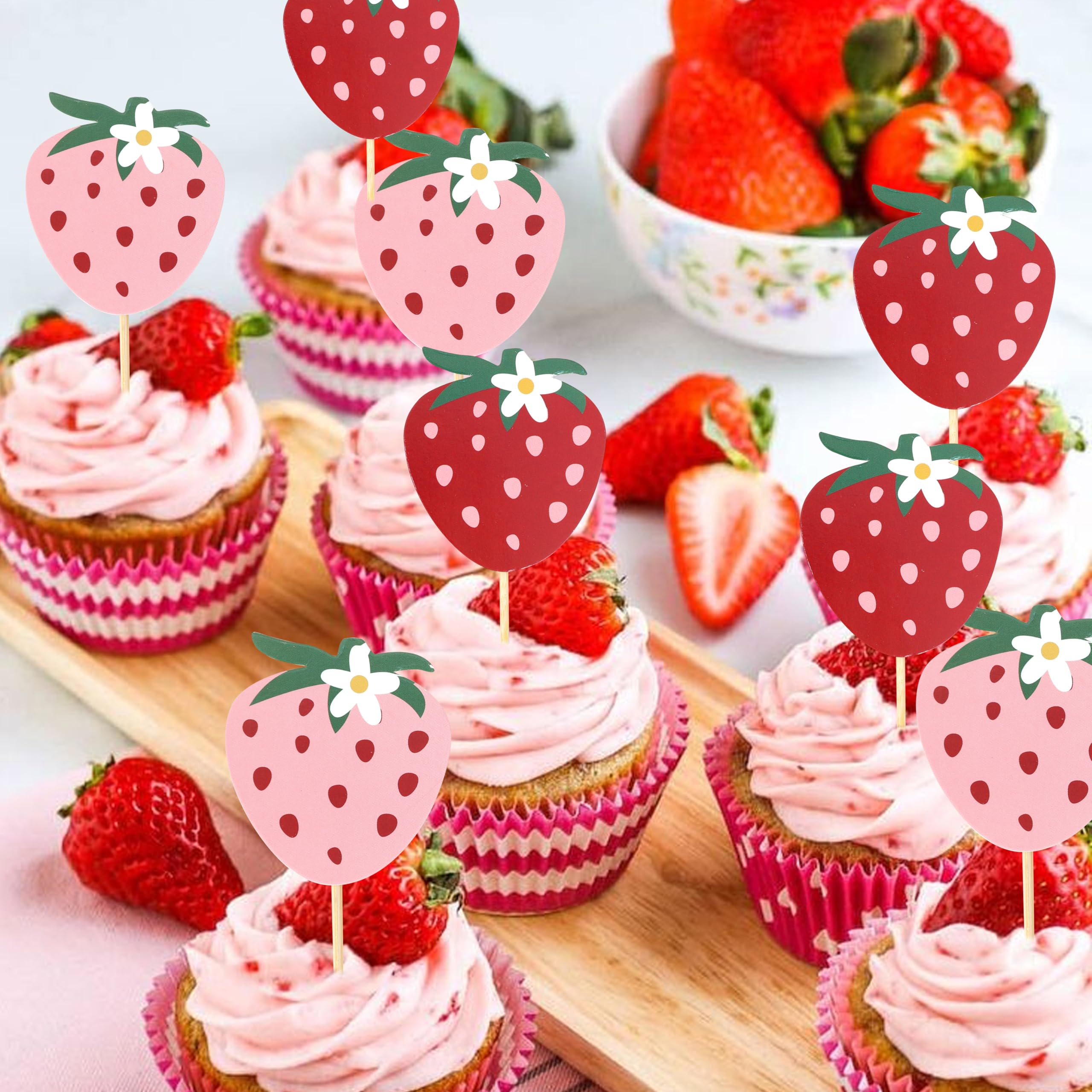 Amazon.com: Strawberry Birthday Cupcake Toppers - Strawberry Berry