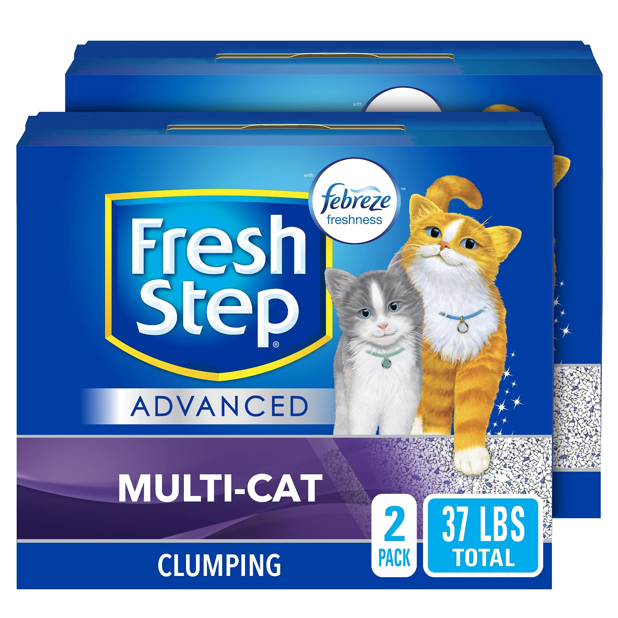Fresh Step Advanced Multi-Cat Clumping Cat Litter with Odor Control, 37 lbs Total ( 2 Pack of 18.5 lb Boxes)