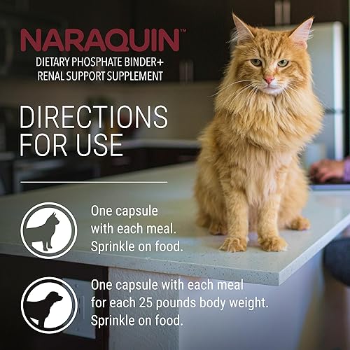 Miniatura 7 de Nutramax Laboratories NARAQUIN Carpeta de fosfato dietético + suplemento de apoyo renal para gatos y perros, 60 unidades