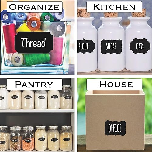 Miniatura 3 de EHOMEA2Z Etiquetas para frascos de pizarra para conservas de tarros Mason de alta calidad, calcomanías reutilizables de tiza de vidrio + 2