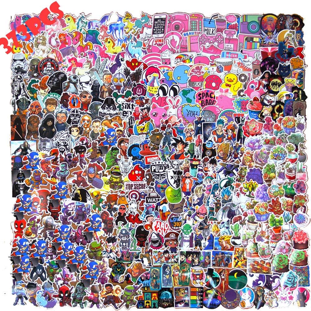 Comic Stickers Pack for Laptop(373pcs),Graffiti Cute Decals for Kids,Skateboard,PS4,Xbox one,iPhone,Superhero Party Favors for Girls,Adults,Teens,Boys