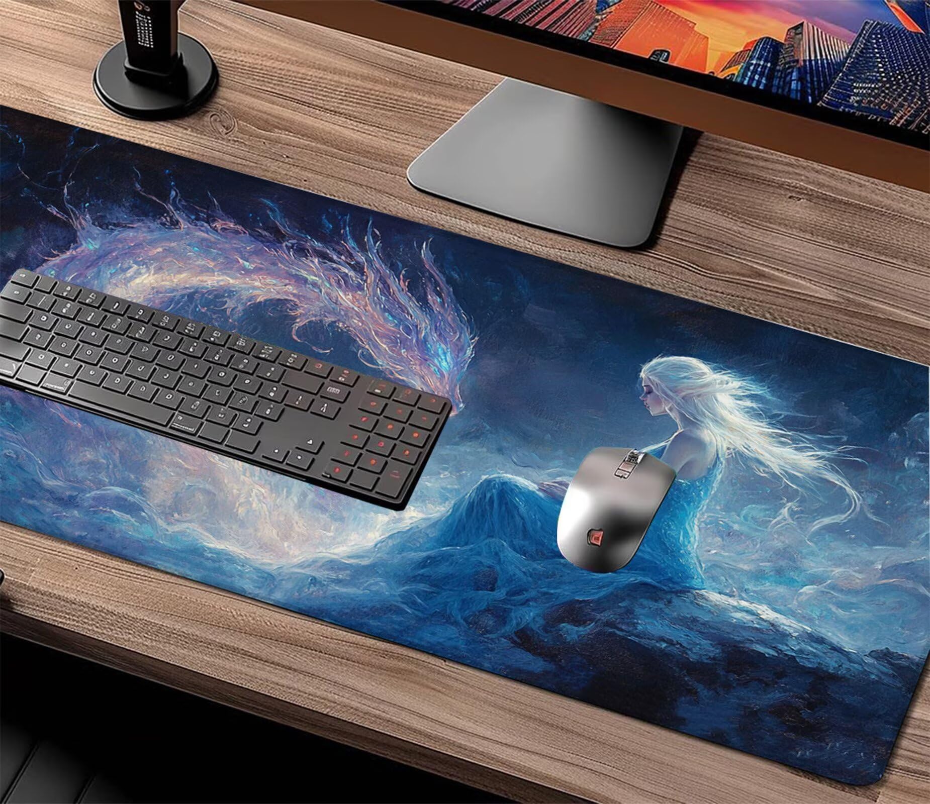 Gamingowa podkładka pod mysz XXL, 1600 x 800 mm, dla dziewczynki, z antypoślizgową gumową podstawą, szyte krawędzie, poprawia prędkość i precyzję, akcesoria dla graczy, X1-446