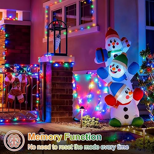 Miniatura 6 de QITONG Paquete de 2 luces solares de Navidad multicolor, cada cadena de 200 luces LED solares de 66 pies para exteriores, impermeable, 8 modos de