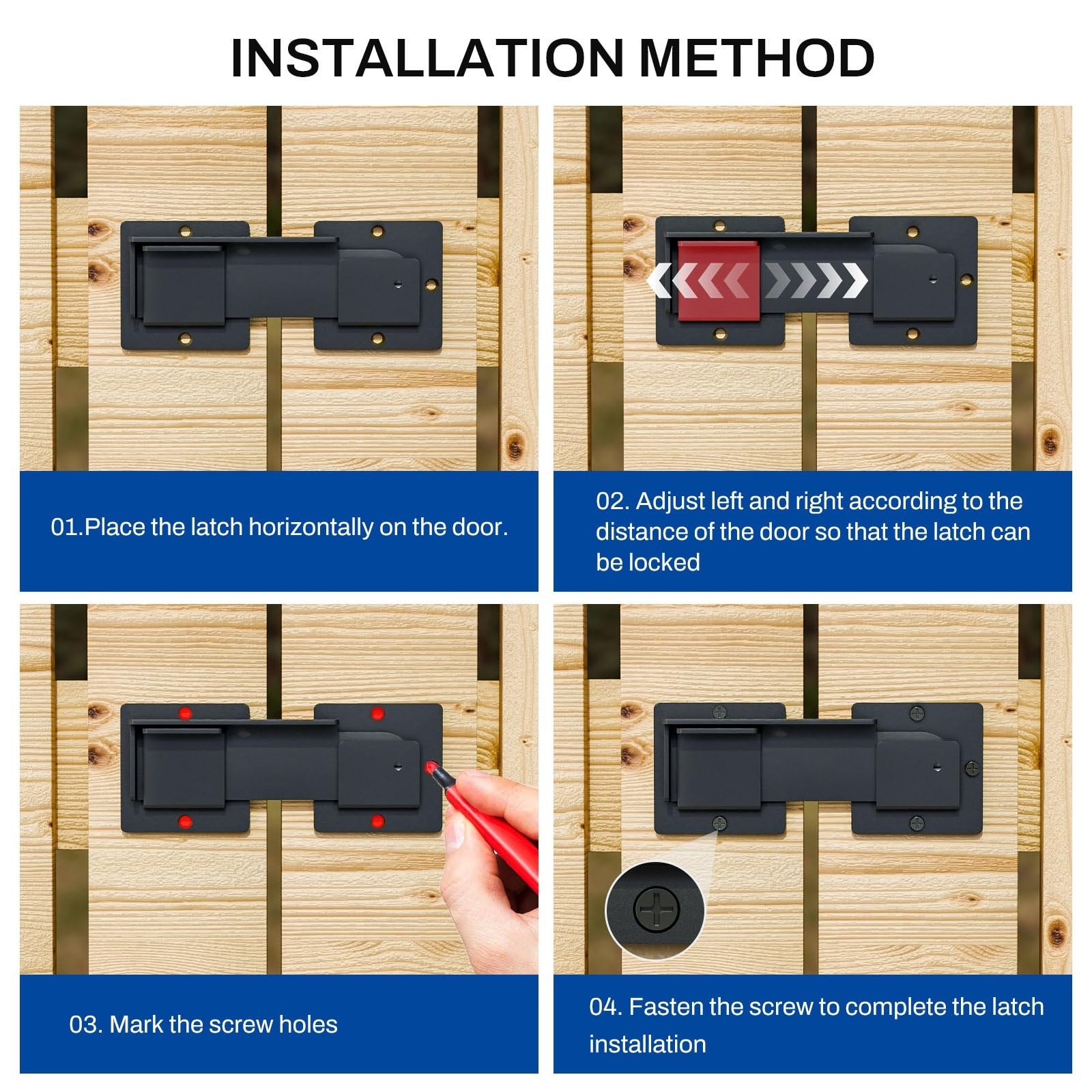 Pestillo negro for puerta de valla, cerradura for jardín y patio con candado, 2 uds Para Cocina Baño
