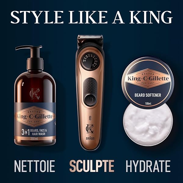 King C.Gillette Tondeuse A Barbe Electrique Homme PRO Avec Molette De Précision Pour 40 Réglages De Longueur, Lames De Longue - 4