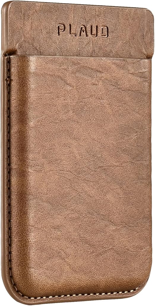 Magnetic Carrying Leather Case for PLAUD Note AI Voice Recorder – Thin Phone Wallet Attachment, Compatible with All Phone Sizes, Brown (Original Equipment Included, No Additional Purchases Needed)