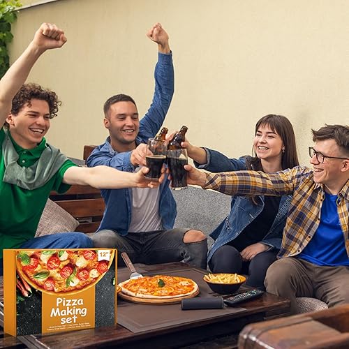 Miniatura 7 de Pala de pizza de aluminio de 12 x 14 pulgadas con mango de madera plegable, paleta de metal, cortador basculante y servidor para horno de pizza