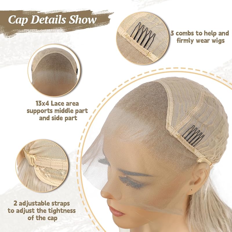 Sapphirewigs Szőke Csipke Paróka - Hullámos Szintetikus Haj, 13x4 Csipke Előlap, Balayage Hatás, Hőálló, Természetes Megjelenés, Napi Visele