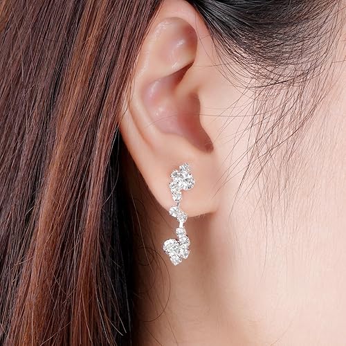 Miniatura 4 de Jmkcoz Women Jewelry Set Silver Necklace Earrings Bracelet Rhinestone Crystal Bridal Wedding Jewelry Sets for Brides Bridesmaid Wedding Party