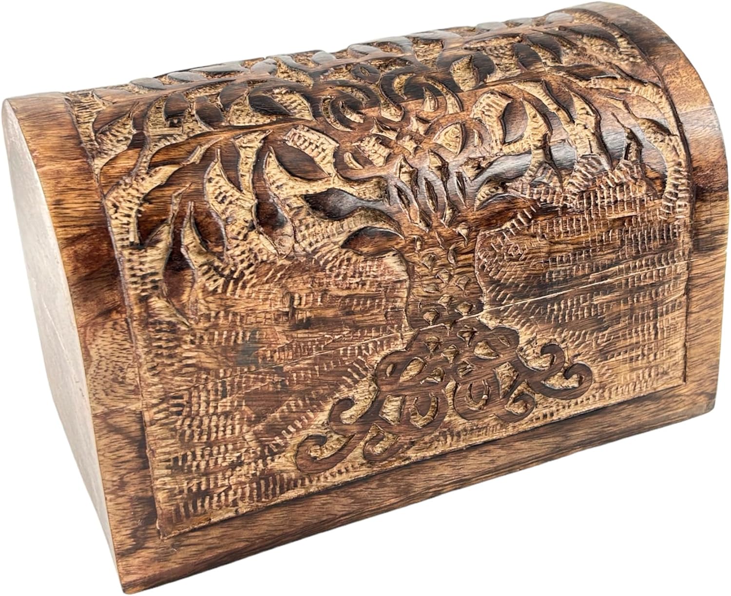 Premium Wooden Semicircular Curved Jewellery Box Tree Design-Trinket Box Ladies-Jewellery Storage Case-Antique Look-Traditionally Handcrafted Keepsake Box Jewellery Organiser Golden