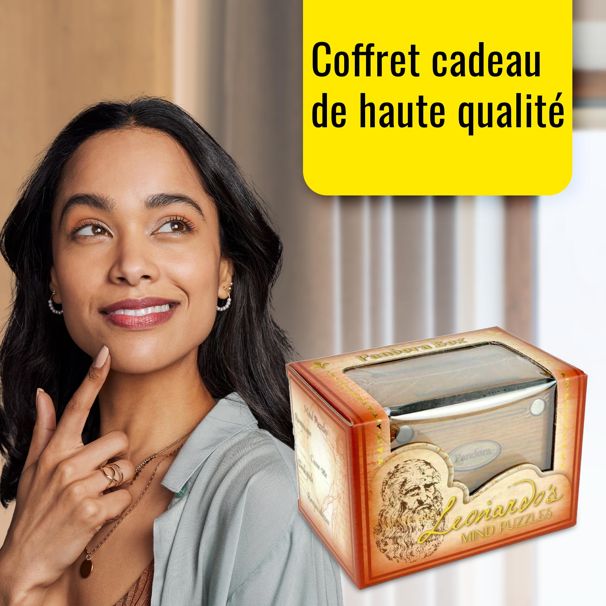 Logica Jeux Art. Pandora Box - La Boîte Secrete - Casse-Tête en Bois - Coffret Secret - Difficultè 5/6 Incroyable - Collection Leonardo da Vinci