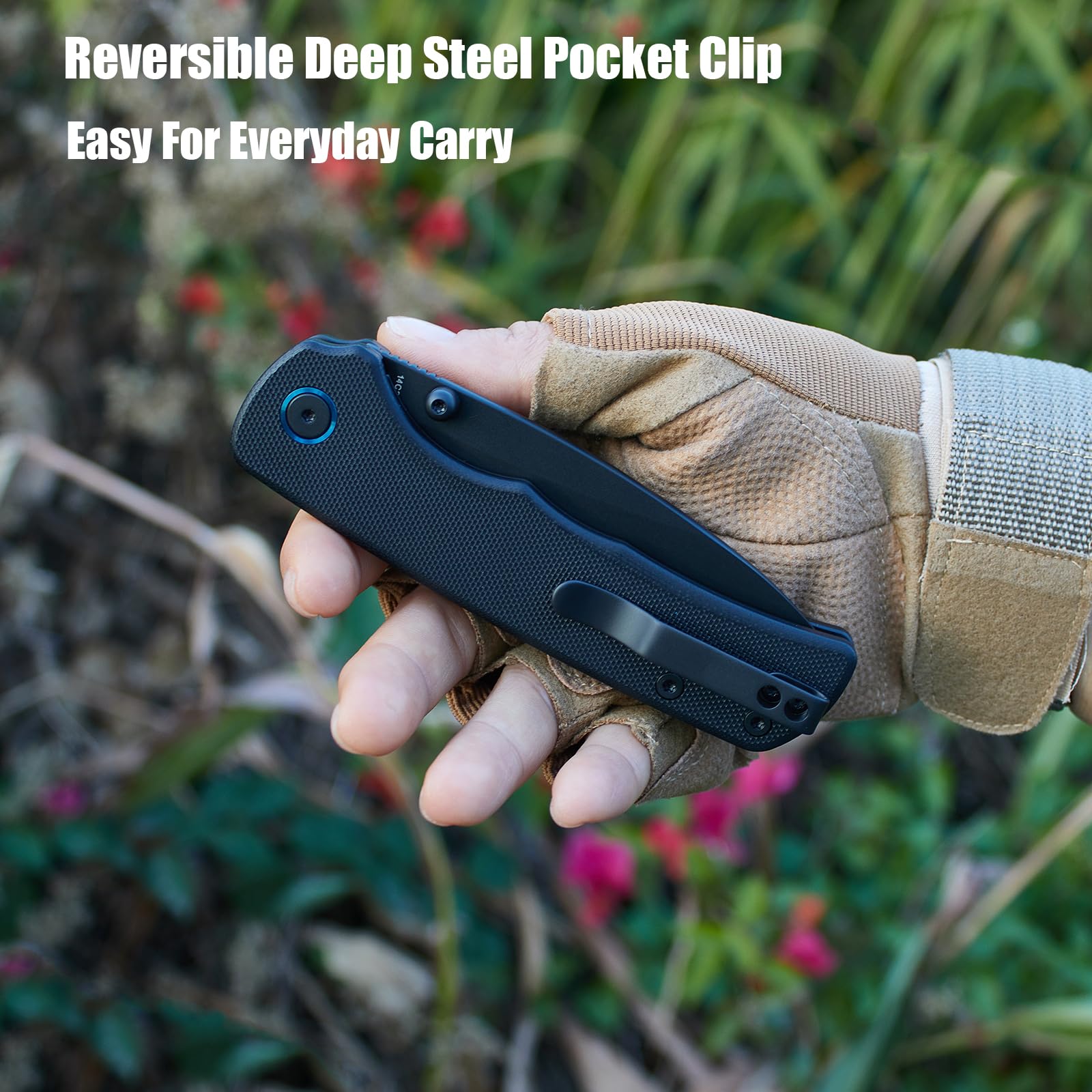 M Miguron Talism L Folding Knife 3.5 Inches Black PVD 14c28n Blade Black G10 Handle Deep Steel Carry Clip Hiking Camping Pocket Knife MGR810IILBK