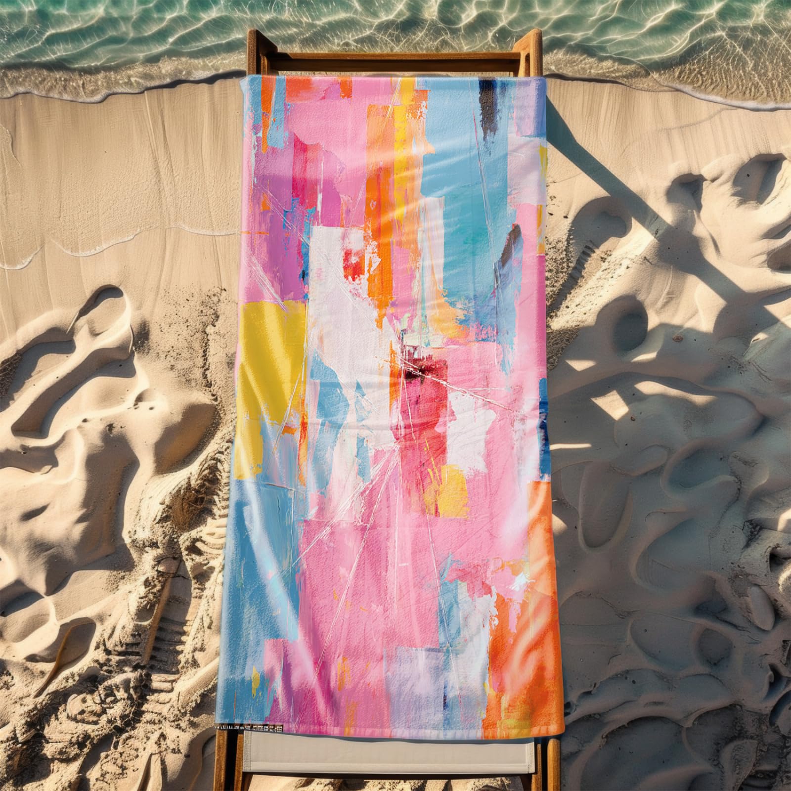Beach Towel 80x160 Red Blue Graffiti Microfibre Quick Dry Towel for girls,Pool Swimming Travel Towels,Sand-Resistant, Absorbent, Lightweight