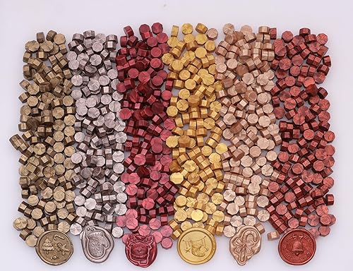 Miniatura 1 de 600 cuentas de sello de cera dorada, cuentas de cera de sellado rojo metálico para sello de cera, juego de cuentas de sello de cera de oro antiguo