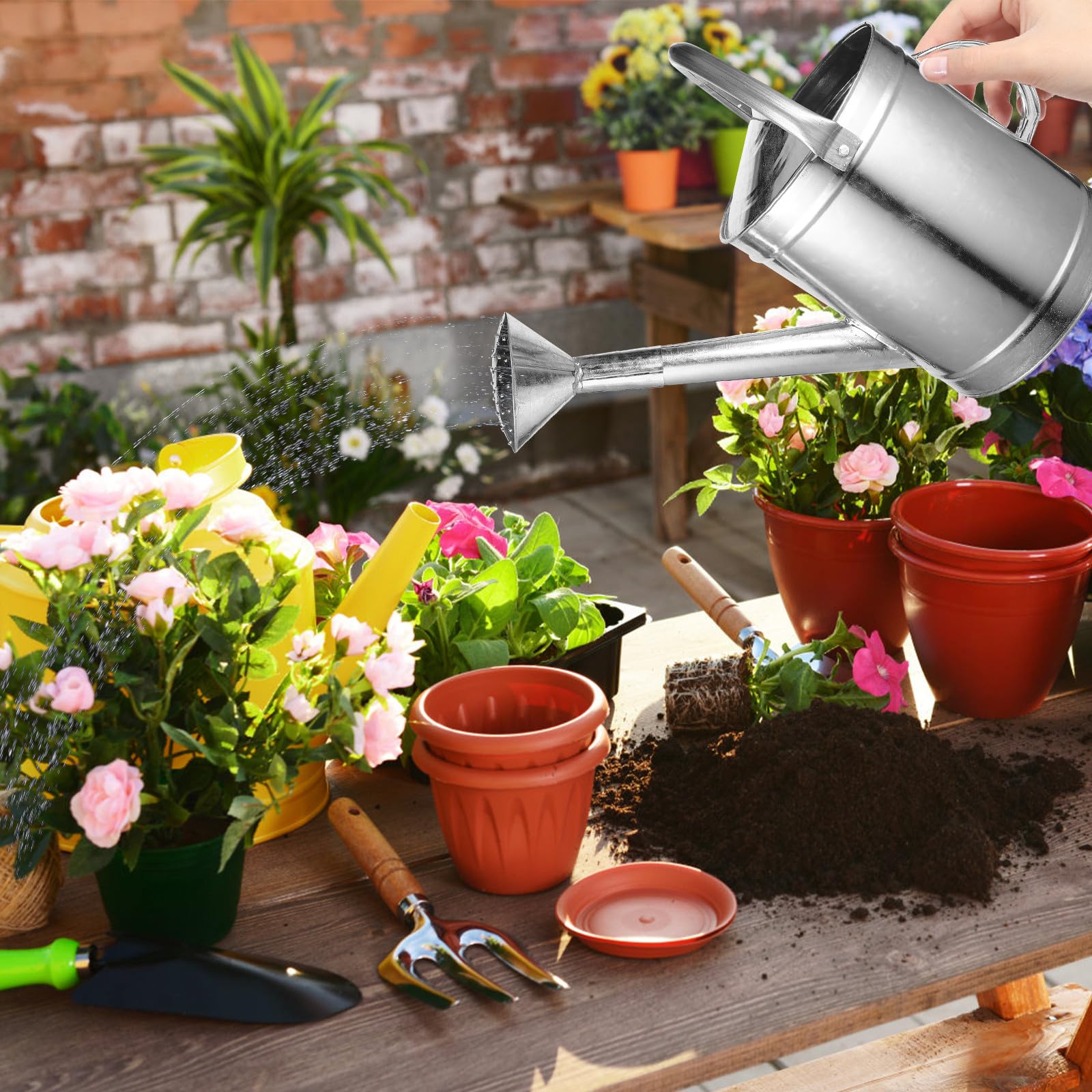 Arrosoir en Métal 5l Bec Verseur Long et Poignée Ergonomique, Arrosoir D’intérieur ’extérieur pour Plantes, pour Jardinage et Arrosage Facile Plusieurs Styles