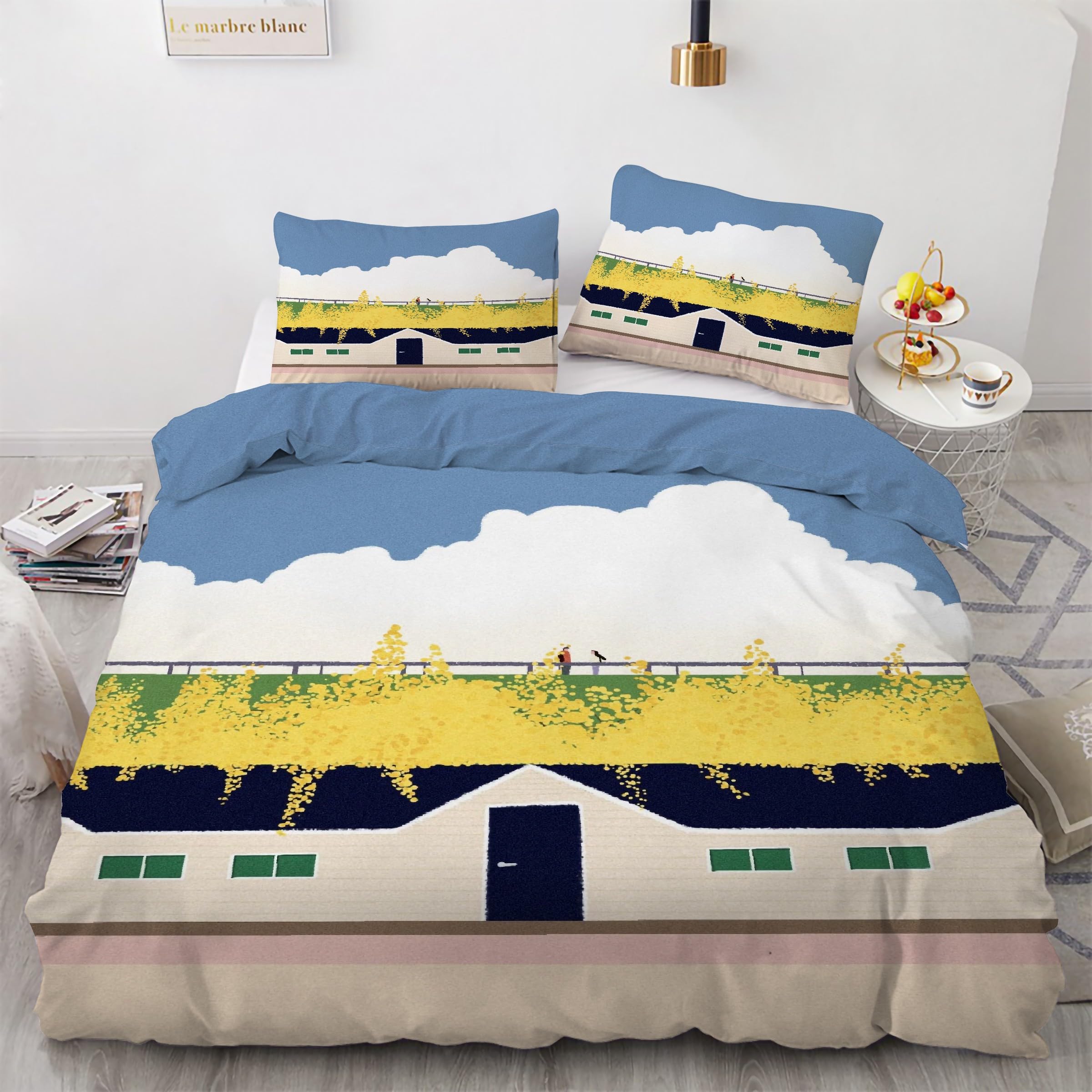 Parure de lit 90x190 rural avec housse de couette et taies d'oreiller