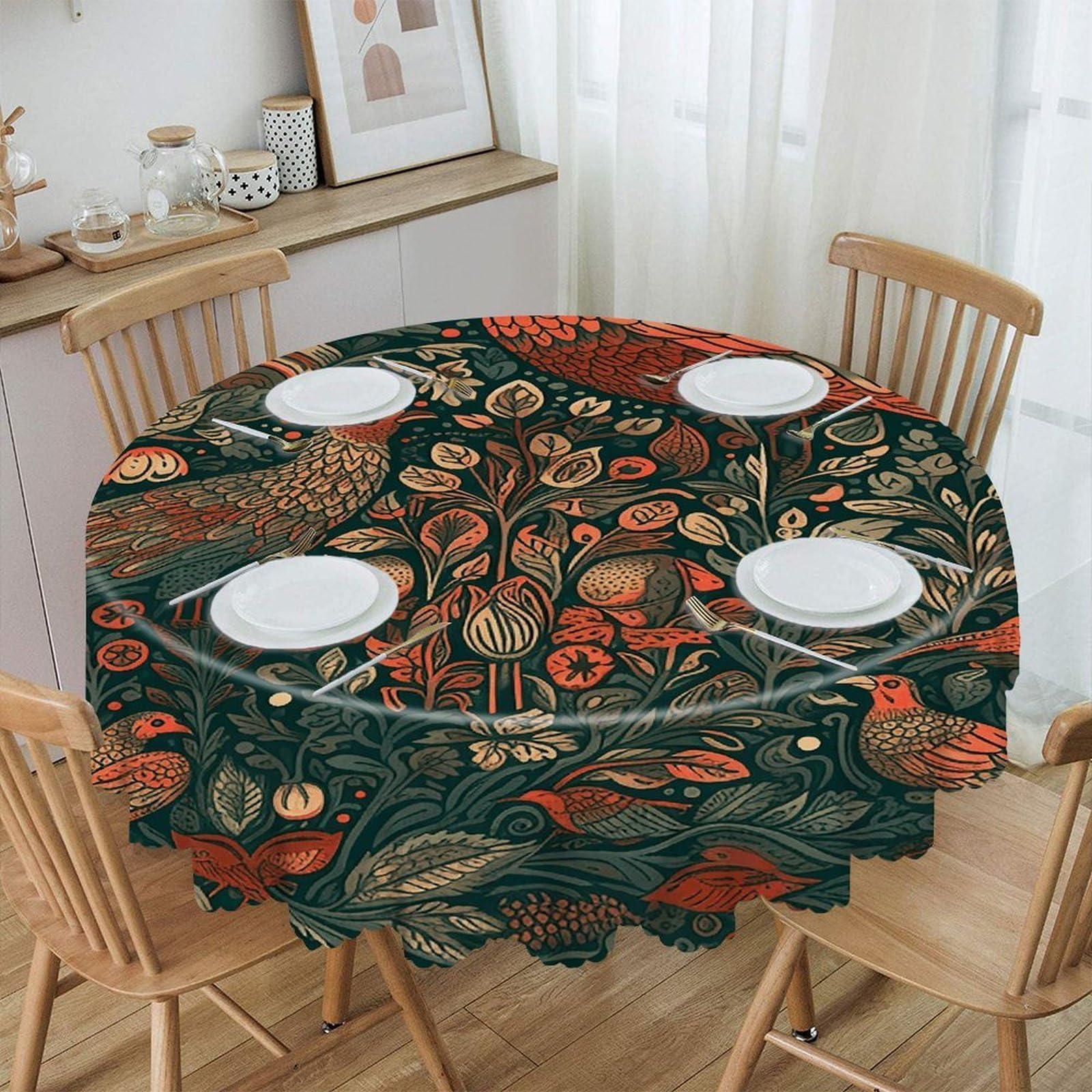 VstaDank - 60 inch round tablecloth easy clean round polyester tablecloth for dining kitchen party farmhouse outdoor