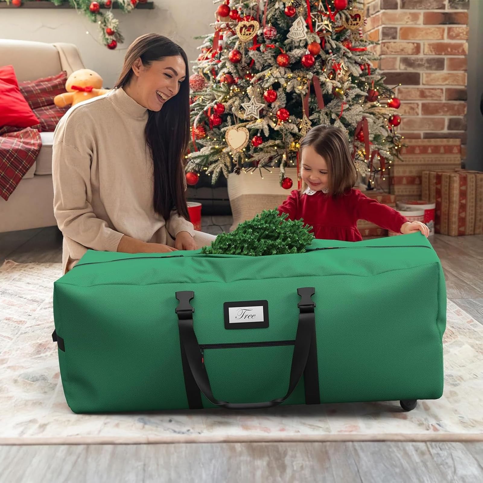 Caja de almacenamiento para árbol de Navidad, resistente al desgarro, para árboles artificiales y decoración