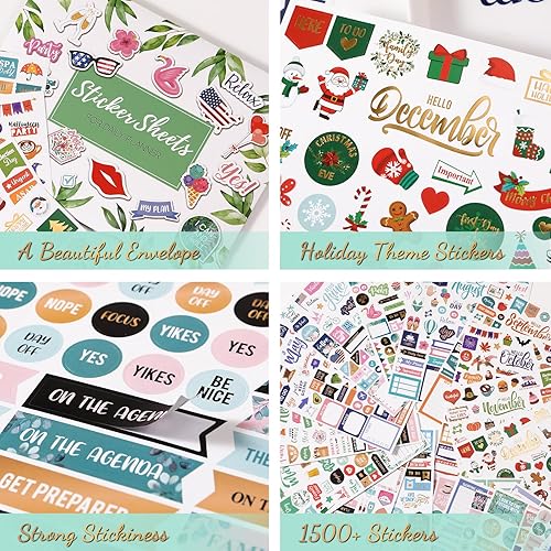 Miniatura 2 de Calcomanías para planificación, calcomanías y accesorios para planificador mensual, 25 páginas, más de 1500 impresionantes, calcomanías funcionales