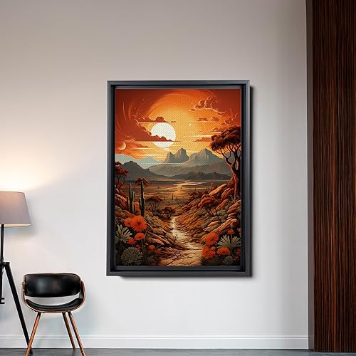 Miniatura 4 de Nature, Plants, wall art framed, Minimalist home artwork, Framed Canvas Print Wall Art Abstract Shapes Illustration, orange wall art, wedding gift,