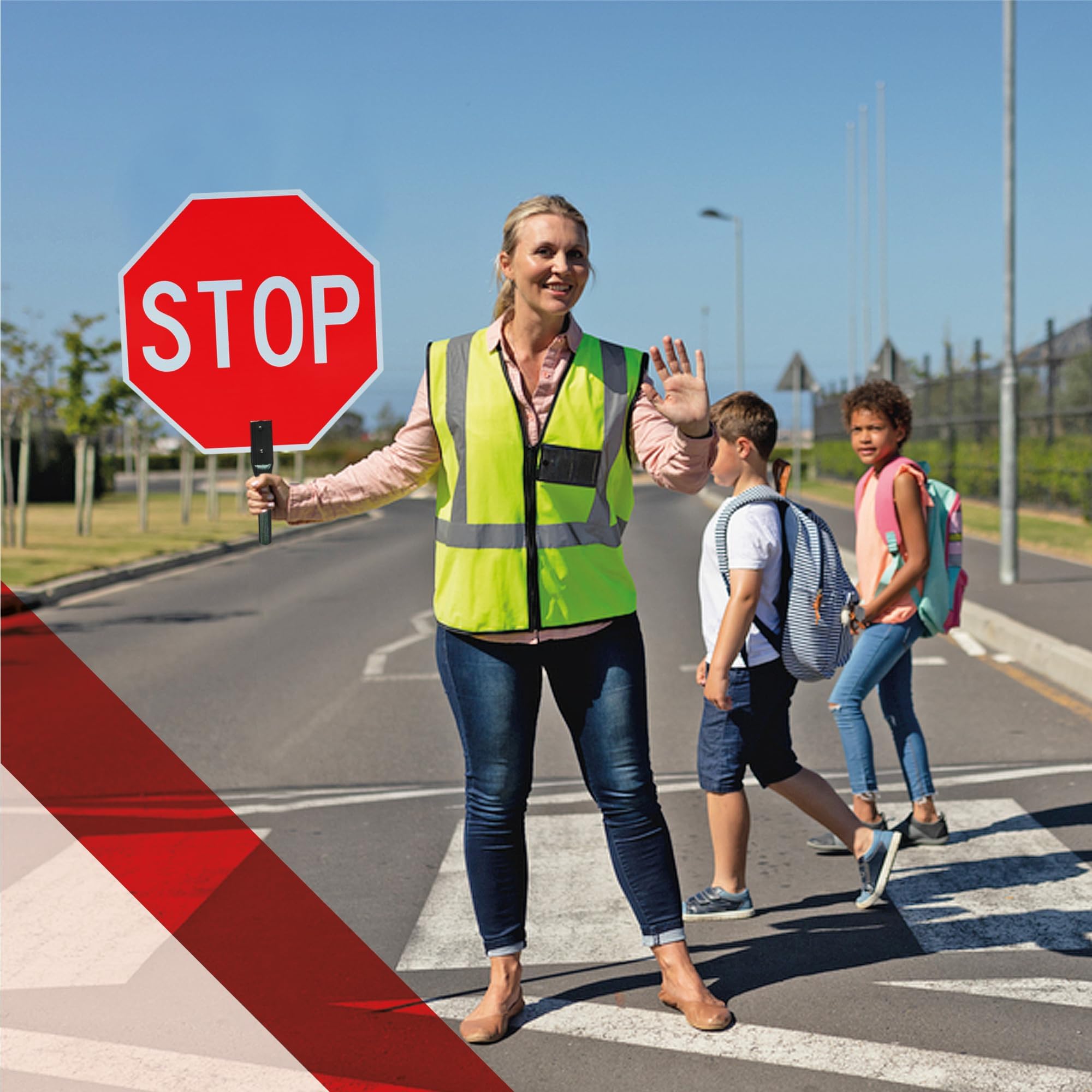 OLANZU Hand Held Stop Sign for Crossing Guard, 18x18 — Amazon image 4