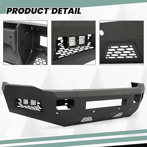Miniatura 8 de HECASA Parachoques delantero compatible con Dodge Ram 2500 2010-2018 3500 W18 W, luces LED, diseño de malla, mantiene los ganchos de remolque de