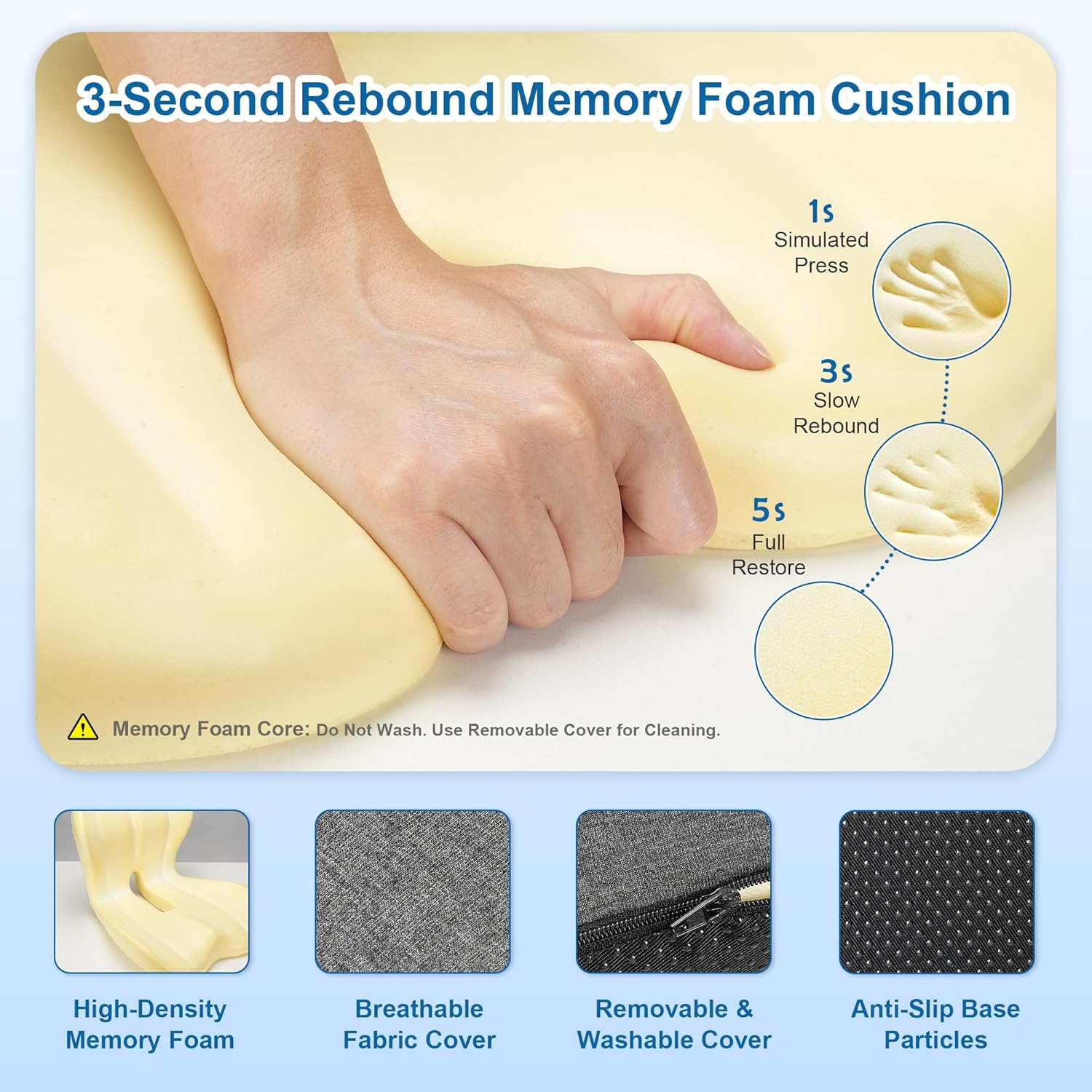 Car Seat Cushion with Back Support for Driving, Ergonomic Support Relief Pad for Auto/Truck/Office, Hollow Ventilation, Anti-Slip Driver Seat Cushion, Washable Cover, 18.1"x17"(Grey)